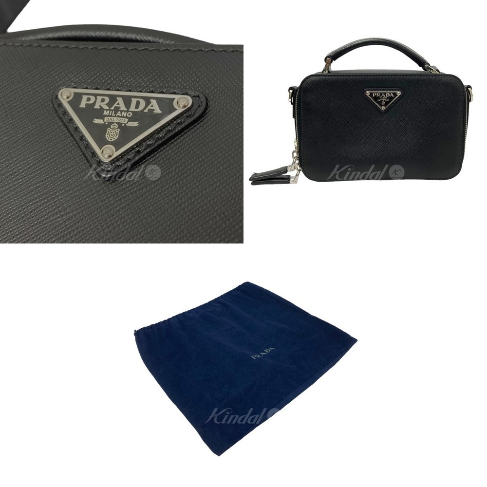 Prada Shoulder Bag Triangular Plate Black - image 3